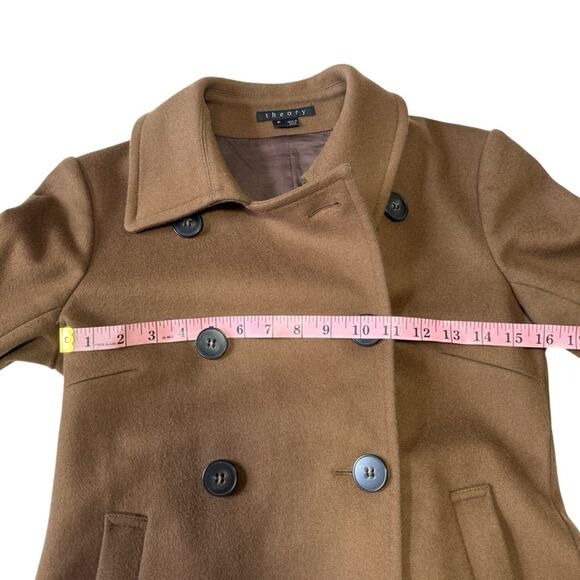 Theory Katarina Explorer Brown Virgin Wool Double Breasted Coat - Picture 7 of 8